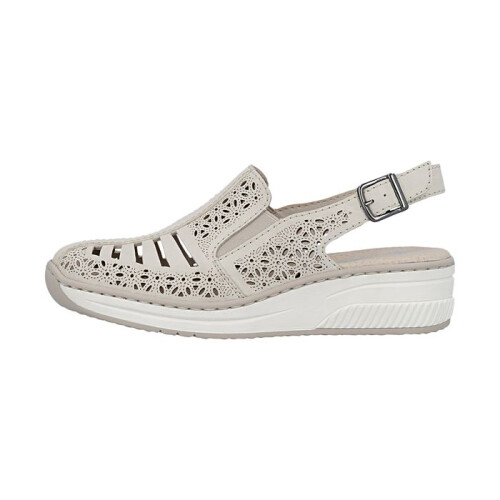 Rieker Sandales Compensé Cuir Rieker Massa - Beige