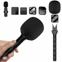 2X Interview Microphone Adapter with Windshield Foam for GO II for Mic 1 2 Wireless Lavalier Microphone