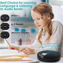 Portable CD Player, CD Player with Speakers Rechargeable CD Player ASP LCD Display with AUX Cable for Car