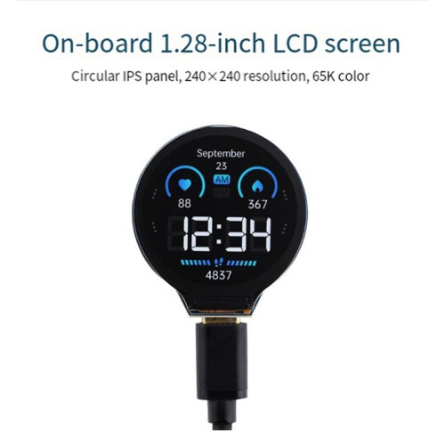 ESP32-S3 Development Board, Integrates GC9A01 Display Driver Chip, 32-Bit LX7 Dual-Core Processor,1.28Inch IPS LCD
