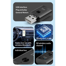 2X USB 5.3 Adapter Wireless Audio Receiver Transmitter with Mic Handsfree Call for Car with FM Radio