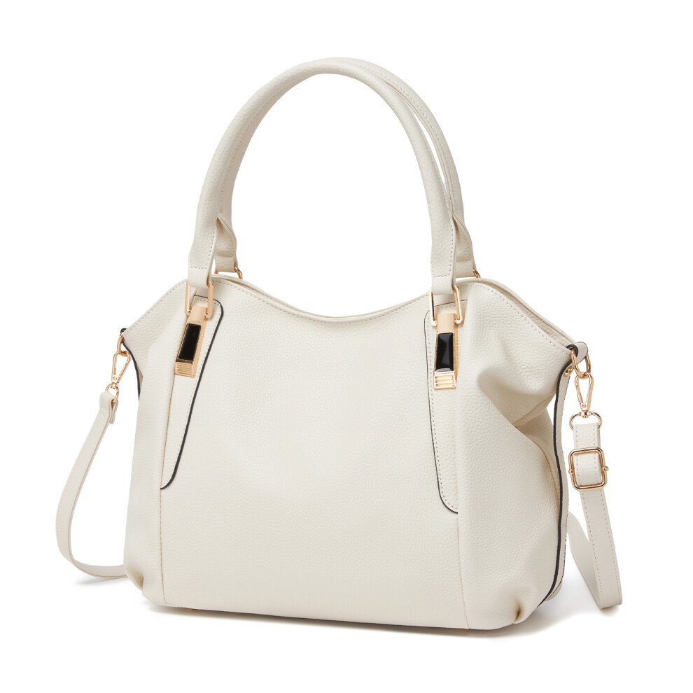 (Beige) Ladies Elegant Soft Faux Leather Slouchy Hobo Handbag Tote Shoulder Bag Cream,Multicoloured