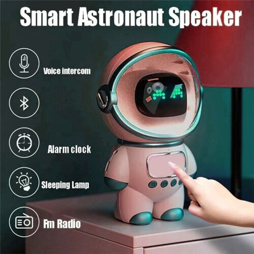 Astronaut  Speaker Portable Stereo Ai Interactive Audio with Alarm Clock Support TF/FM Table Clock White 2