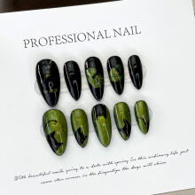 (M) Shiny Almond False Nails for DIY Home Decoration