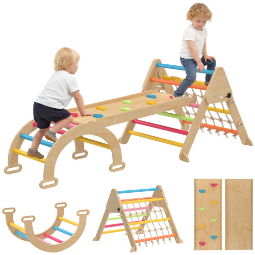 AIYAPLAY 8-in-1 Toddler Climbing Frame, Play Triangle Set, Multicolour 1