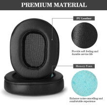2X Ear Cushions Memory Foam Earpads Cover Replacement Ear Pads for ATH M50X Fits  M40X M30X M20 Black