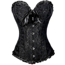 (M, Black*Red) Jacquard Gothic Corset Waist Tube Shapewear