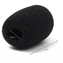 200Pcs Microphone Casque Gril Pare-Brise Éponge Mousse Noire Couverture de Microphone 30mmx8mm