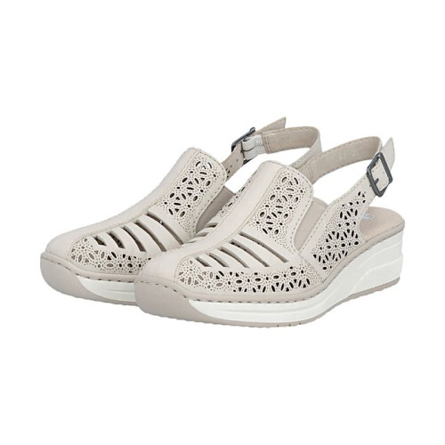 Rieker Sandales Compensé Cuir Rieker Massa - Beige 2
