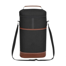 2 Bottle Wine Bag Wine Carrier Wine Gift Tote Bag, Leakproof & Insulated Wine Cooler Bag Wine Bottle Gift Bag Black