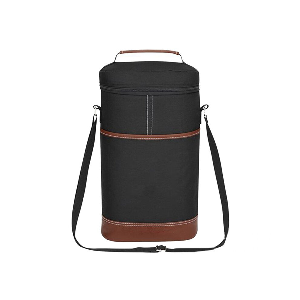 Semoic 2 Bottle Wine Bag Wine Carrier Wine Gift Tote Bag, Leakproof & Insulated Wine Cooler Bag Wine Bottle Gift Bag Black