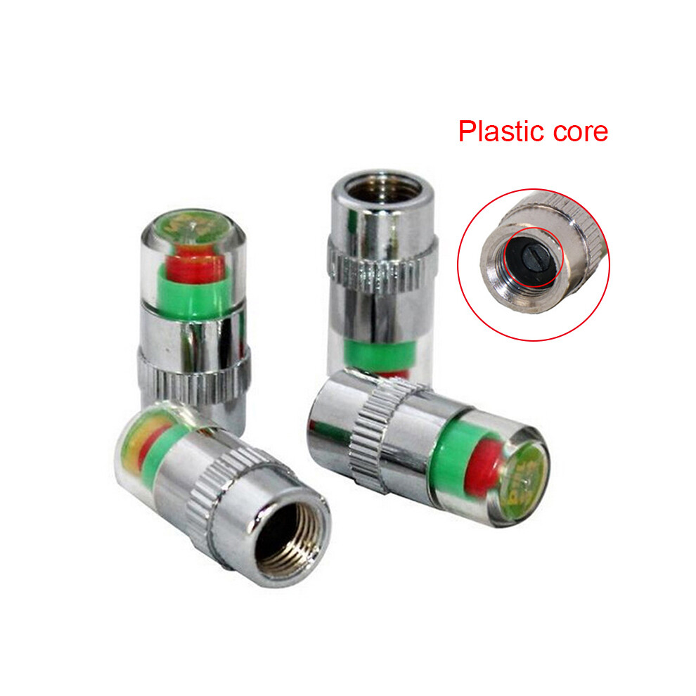 (Plastic Core) 4Pcs Tire Valve Caps W/Pressure Indicator 6017806908496
