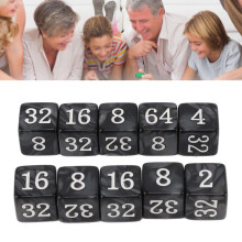 30 Stück Nummern-Würfel Set, 6-seitige Kunststoffwürfel, 15,5 mm, Schwarz
