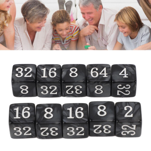 Set di 30 dadi numerici a 6 facce da 15,5 mm, neri