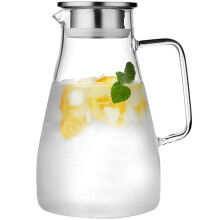 Glaskaraffe, Wasserkaraffe mit Deckel, HitzebestäNdige Borosilikatkaraffe, Gemeinsamer HeißEr und Kalter Wasserkocher, für Milch, Kaffee