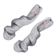 2 piezas de peluca para muñeca, rizo romano, 25 cm, gris plateado