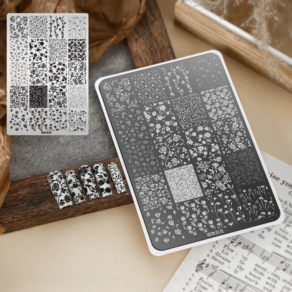 (03) Nail Art Stamp Plate 10x15cm Leopard Plaid Punk Snowflake Bowknot