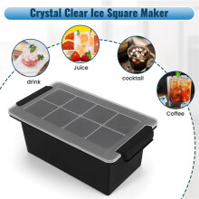 Clear Ice Maker, Clear Ice Square Tray Make 8 Square Ice Square, Crystal Clear Ice Square Maker for Cocktails