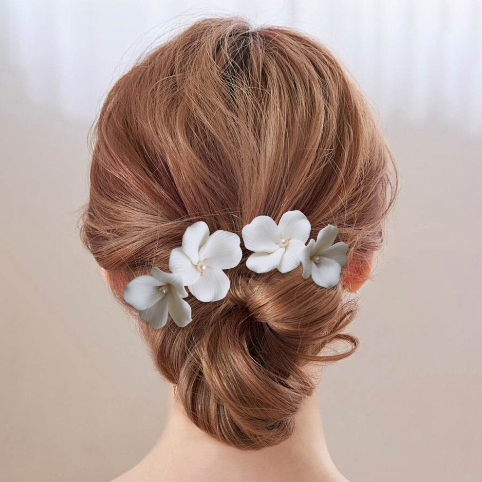 Bright-Home (1) Women Ceramic Flower Decor Hair Clip Handmade Elegant Headpiece Clip For Gown Dress Hairstyle Making Tool