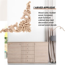 Unpainted Wood Oak Carved Corner Onlay Applique Furniture Home Decor 12.5x12.5cm