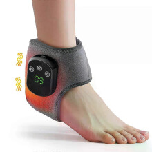 (Gray)Electric Foot Ankle Massager Vibration Relaxation Warm Hot Compress Ankle Brace Joint Support Muscle Relieve Ankle Protection
