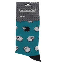 Black & White Green Sheep Luxury Bamboo Men's Socks