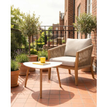 Malme Extra Large Outdoor Side Table for Balcony & Patio in White