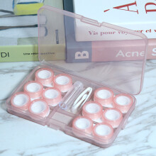 (Pink) 6 Pack Clear Contact Lens Case Storage Kit