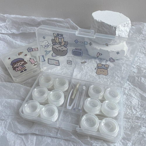 (White) 6 Pack Clear Contact Lens Case Storage Kit