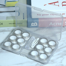 (Gray) 6 Pack Clear Contact Lens Case Storage Kit