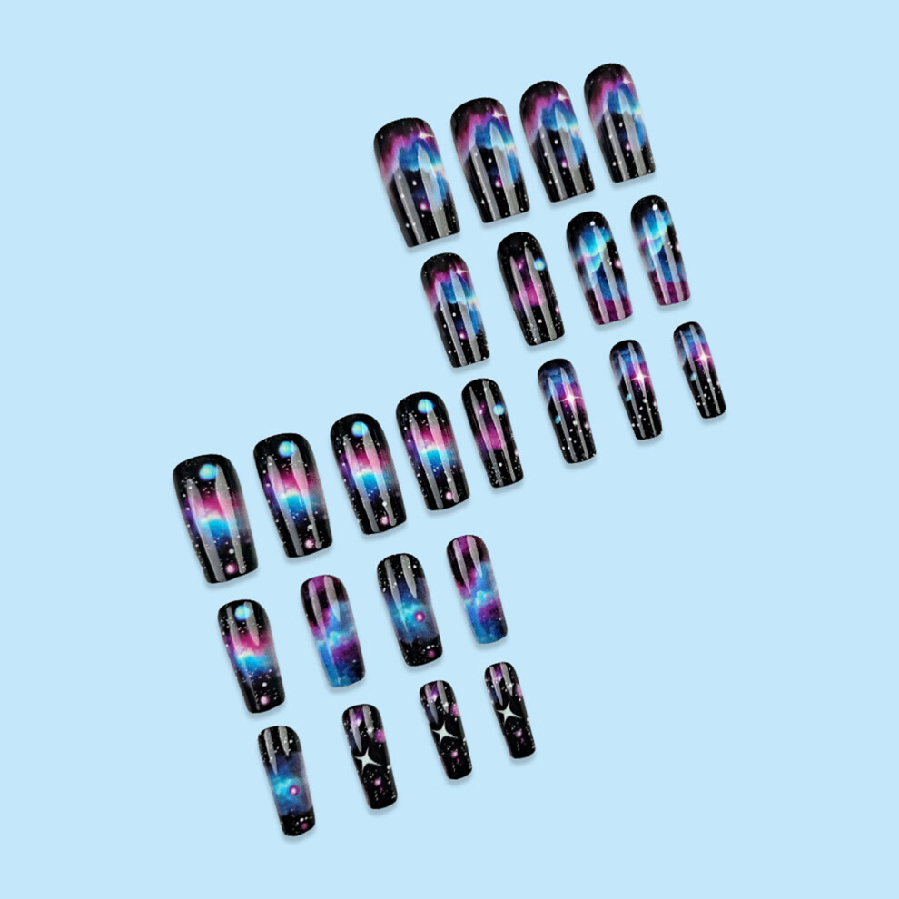 Roc-Electron Cloud Print Press-On Nails, Reusable & Long-Lasting