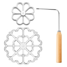 Achappam Mould Bunuelos Mould with Handle Rose Flower Cookies Bunuelos Tool Cast Waffle Mould Set for Kitchen Baking