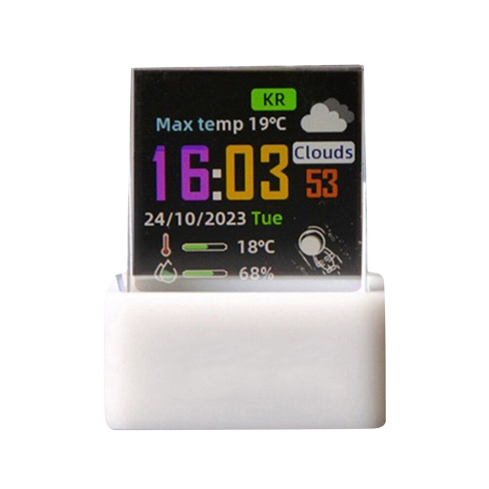 Crystal Photo Display Holographic Desktop Weather Station Digital Clock With Gif Animations Album White 6031243034167