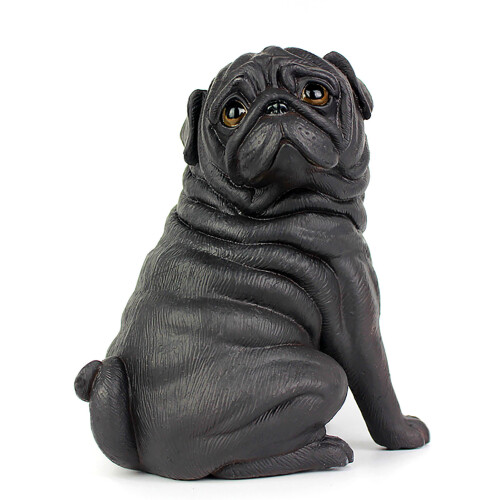 (Black) Cute Pug Dog Statue - Home Office Decor Gift 2