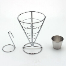8 Pcs French Fries Stand Cone Basket Fry Holder with Dip Dishe Cone Snack Fried Chicken Display Rack Food Shelves Bowl
