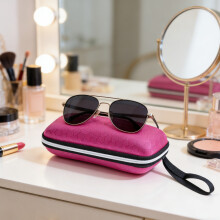 (Red) Travel EVA Zippered Glasses Case