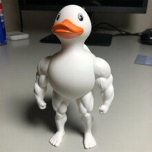 (White) Bodybuilding Duck Figurine for Gym & Office