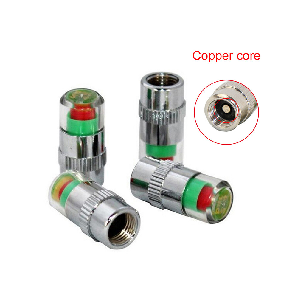 (Copper Core) 4Pcs Tire Valve Caps W/Pressure Indicator 6017806908489