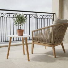 Malme Large Outdoor Side Table for Balcony & Patio in White