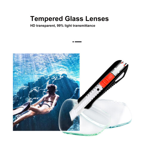 Adjustable Strap Diving Glasses with Silicone Snorkeling Goggles Black 2