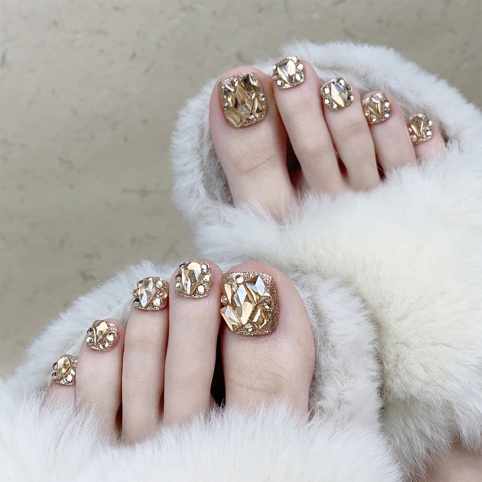 Penghui-Toys Gold (Jelly Glue Model) Champagne Fake Toe Nails - Breathable & Ultrathin