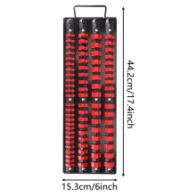 (4 rows of sleeve racks red) 80-Piece Heavy Duty Socket Organizer for Mechanics