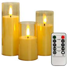 PP Flamless Flickering Candles with Remote and Timer, LED Pillar Candle for Dinner Wedding Holiday Decor