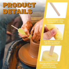 12 Pack Pottery Sponges for Clay, Ceramic Sponge A Stick Reusable Shaping Trimming Pottery Tools Supplies Yellow
