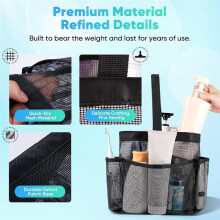 Mesh Shower Portable for College Dorm Room , 8-Pocket Large Capacity Shower Bag for Beach, Swimming, Gym