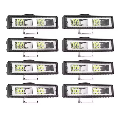 8Pcs LED Work Light 48W 16LED High-Visibility White Light Bar for Vehicles IP67 Waterproof
