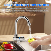 Faltbarer Wohnmobil-Wasserhahn, Universell für Auto, Wohnwagen, Wohnmobil, 360 Drehbar, Kalt- und Warmwassermischer, Wasserhahn, 1/2