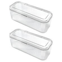 2 Stück Neue, Große, Transparente Kosmetik-Aufbewahrungsbox Aus Acryl mit Deckel, Organizer für Make--Pinsel und Lippenstifte im Badezimmer