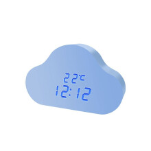 Alarm Clock Cloud Clock Bedside Snooze Small Alarm Clock Student Calendar Luminous LED Voice Digital USB Home Clock B
