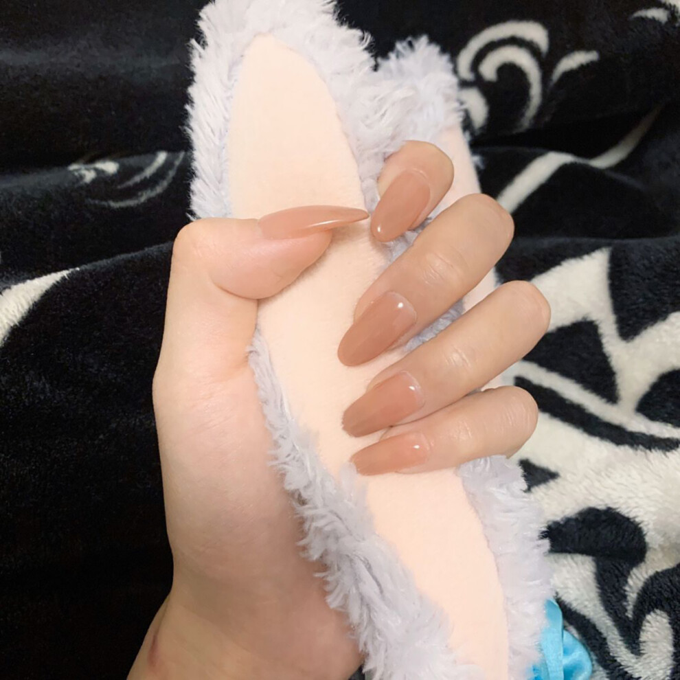 Penghui-Toys Glossy Almond Fake Nails With Glue